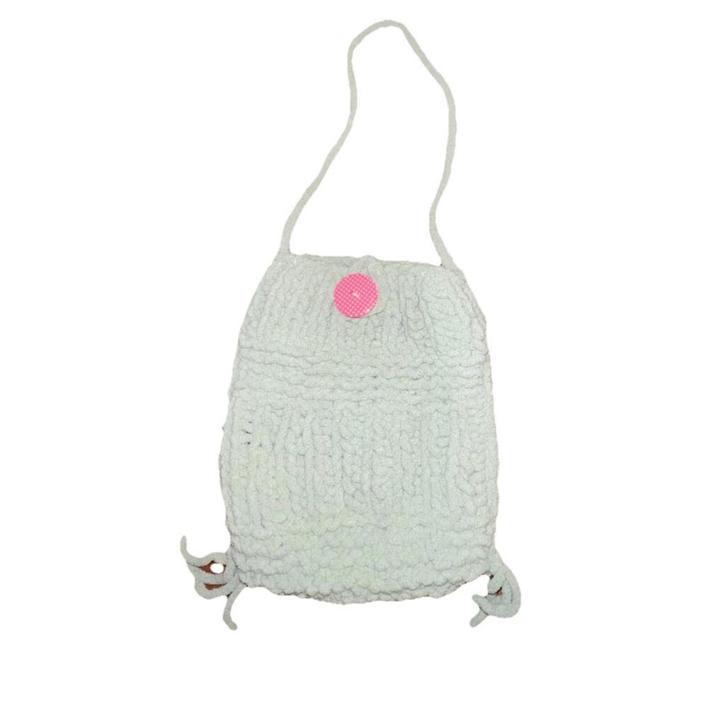 Handmade Sage Green Chenille Child's Purse with Pockets & Button